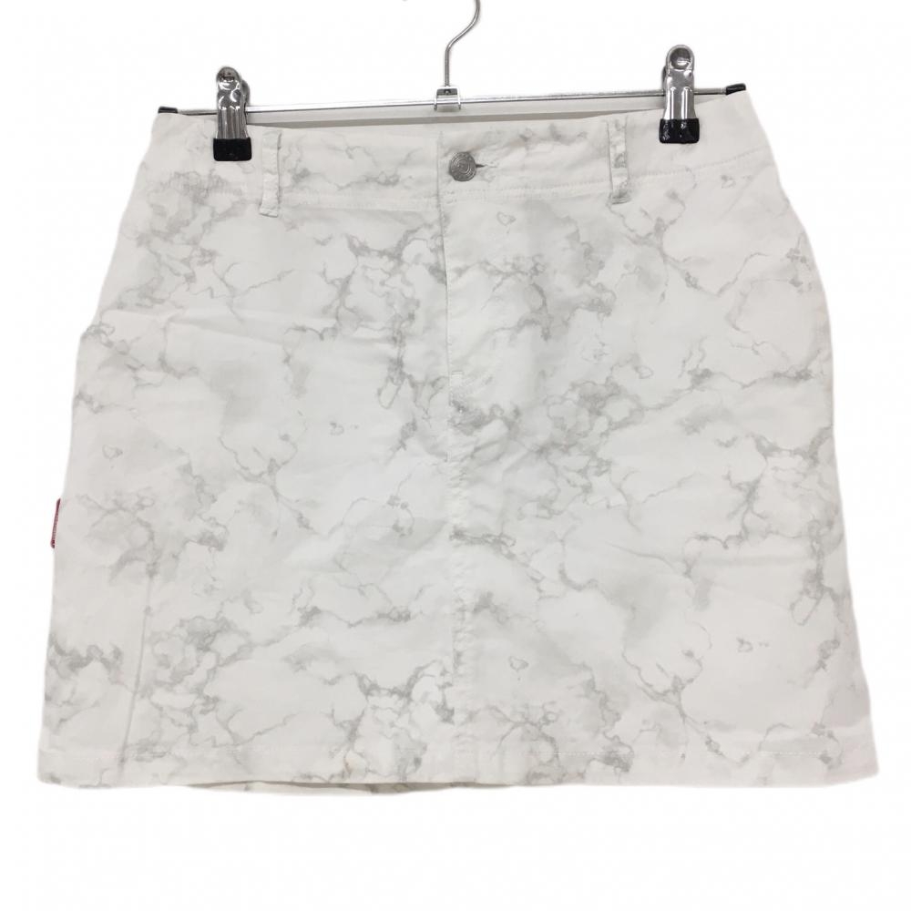 【超美品】ロサーセン スカート 白×グレー 総柄 ストレッチ  レディース M ゴルフウェア Rosasen