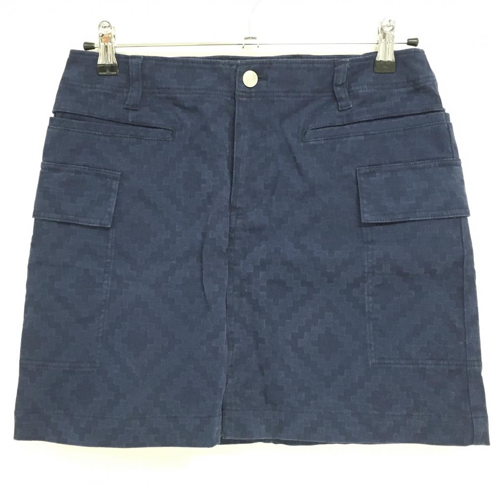 【美品】ロサーセン カーゴスカート ネイビー 総柄 ストレッチ レディース M ゴルフウェア Rosasen