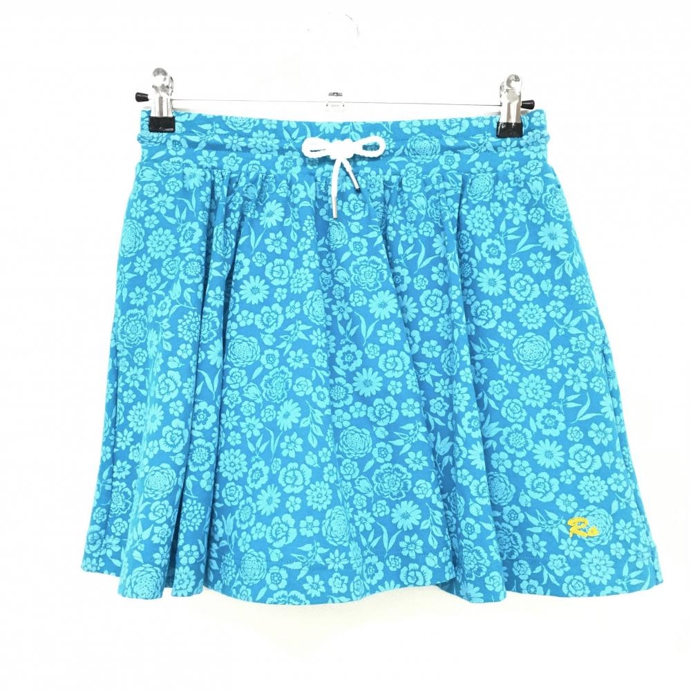 【新品】ロサーセン スカート ライトブルー 花柄 裏メッシュ ウエストゴム レディース 40 ゴルフウェア Rosasen