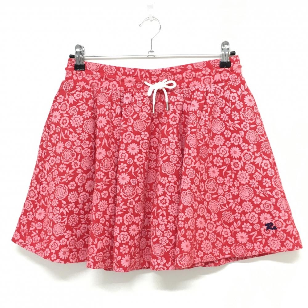 【新品】ロサーセン スカート レッド 花柄 裏メッシュ ウエストゴム レディース 42 ゴルフウェア Rosasen