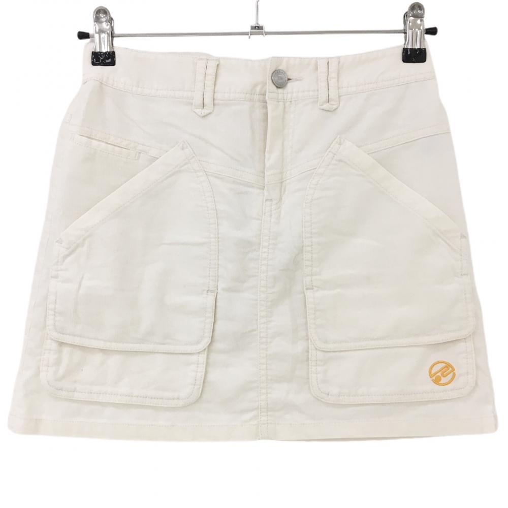 ロサーセン スカート アイボリー コーデュロイ生地 内側インナーパンツ ロゴ刺しゅう レディース S ゴルフウェア Rosasen