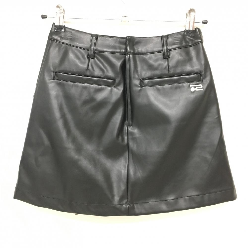 ロサーセン スカート 黒 合成皮革 フロントジップ 裏地あり レディース S ゴルフウェア Rosasen