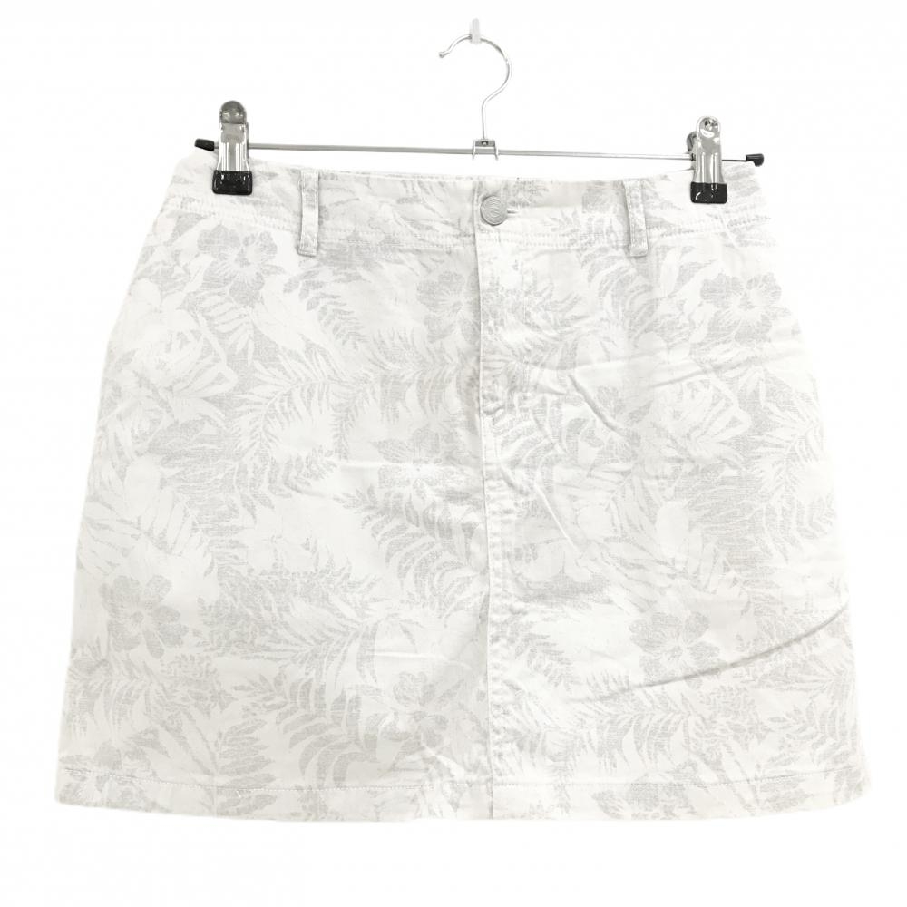 ロサーセン スカート 白×ライトグレー 総柄 リーフ 花 レディース M ゴルフウェア Rosasen