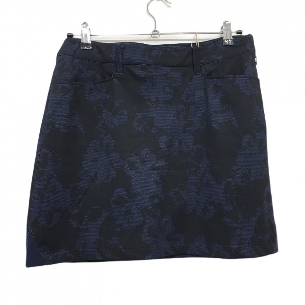 【新品】ロサーセン スカート ネイビー ハイビスカス柄 内側インナーパンツ  レディース L ゴルフウェア Rosasen