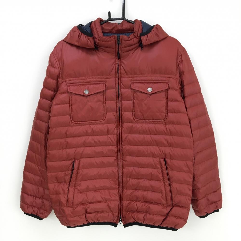 【美品】ドゥクラッセ 2WAYダウンジャケット レッド フード着脱可 メンズ L ゴルフウェア DoCLASSE
