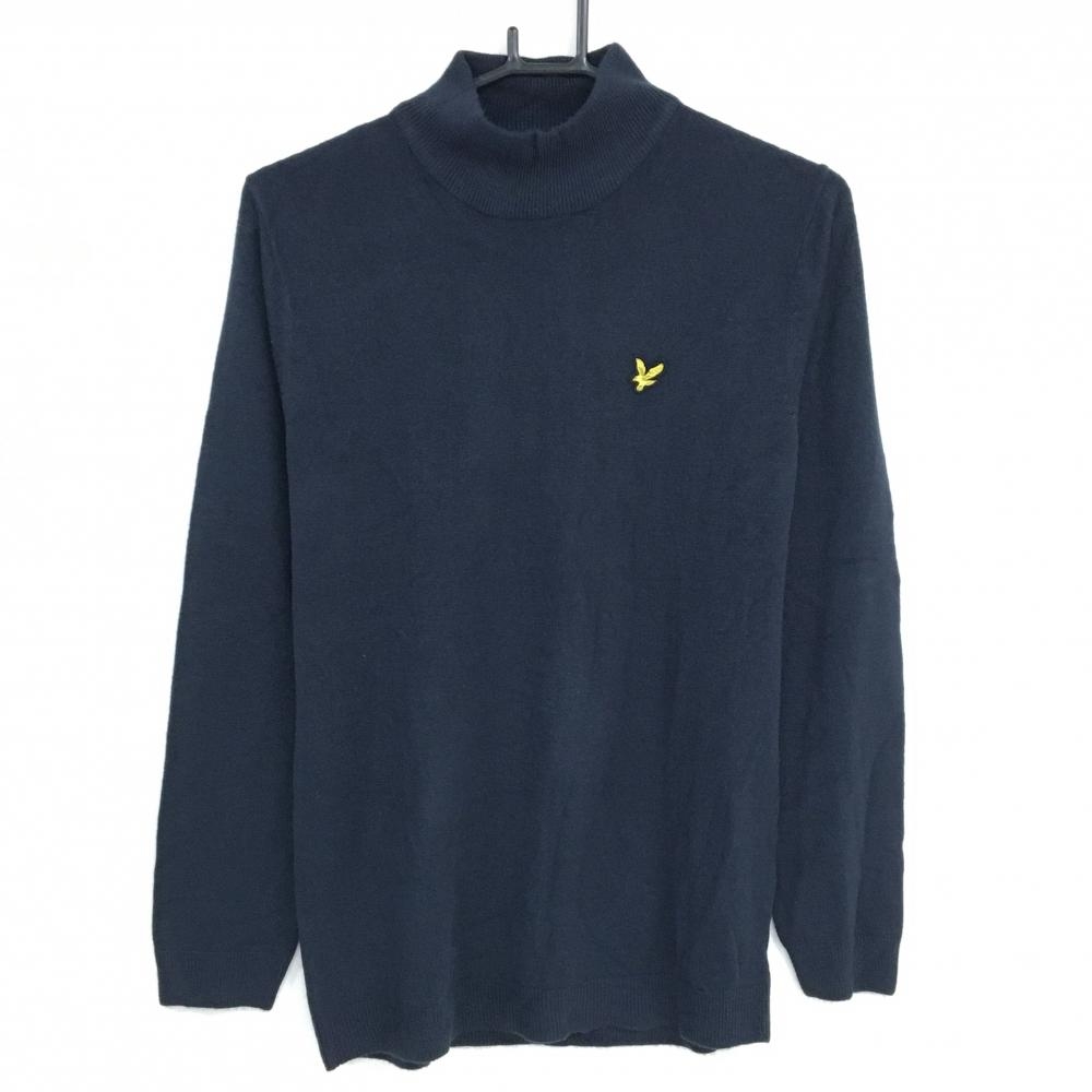 【超美品】ライルアンドスコット ハイネックセーター ネイビー シンプル メンズ L ゴルフウェア LYLE＆SCOTT