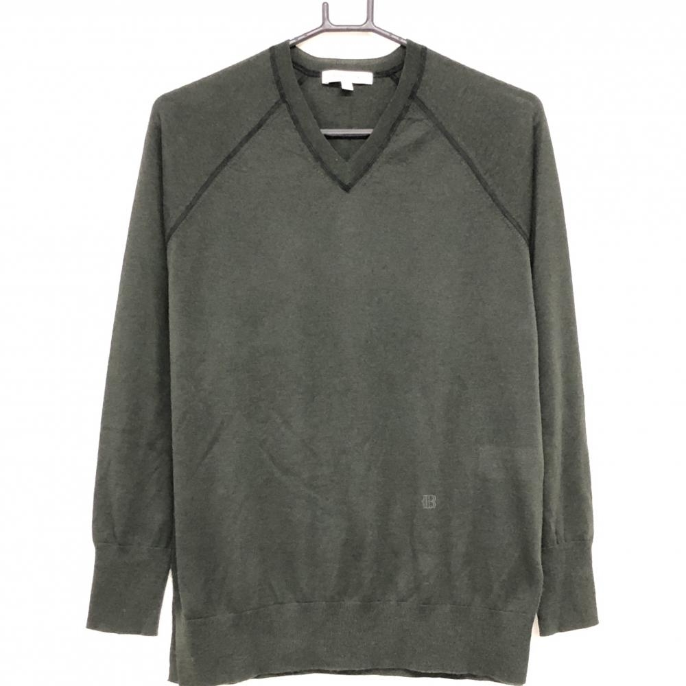 【超美品】ビーンポール セーター カーキ Vネック ニット 薄手 韓国モデル メンズ 90 ゴルフウェア BEANPOLE