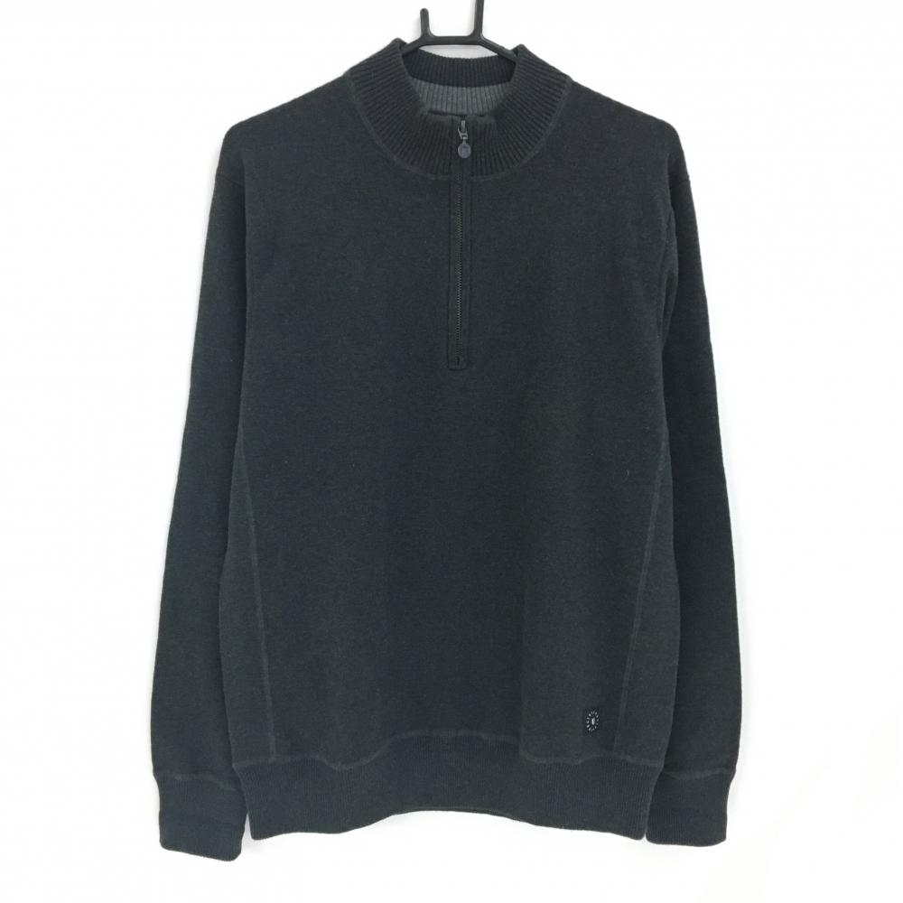 【美品】リンクソウル ハイネックセーター ダークグレー ハーフジップ ニット  メンズ L ゴルフウェア LINKSOUL