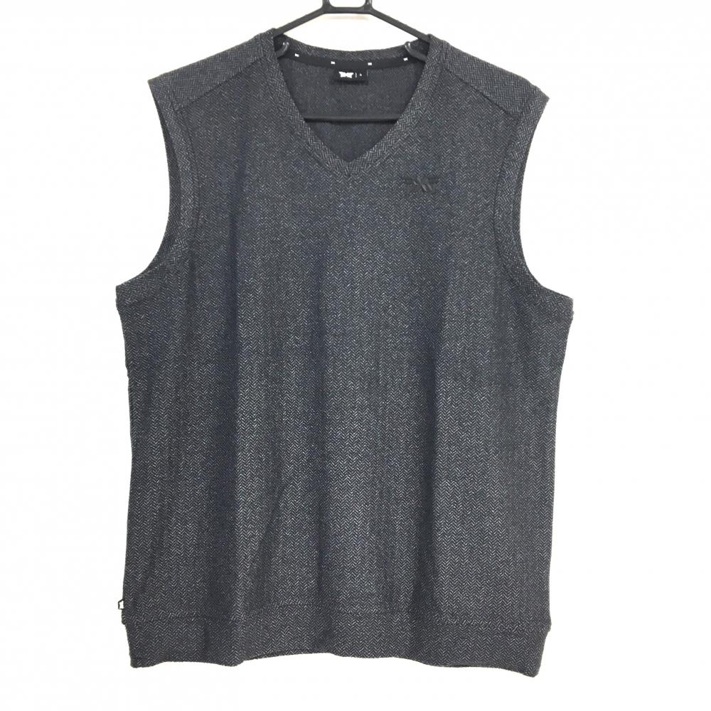 【美品】パーソンズエクストリーム ベスト ダークグレー ヘリンボーン柄 Vネック  メンズ S ゴルフウェア PXG