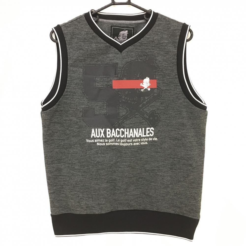 【超美品】オーバカナル  グレー×レッド Vネック スカル ビッグプリント メンズ L ゴルフウェア AUX BACCHANALES