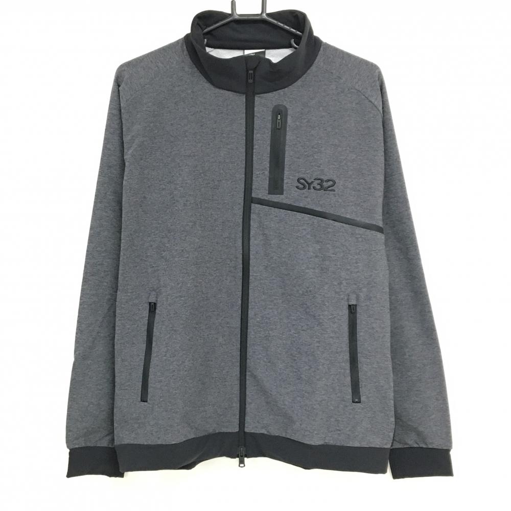 【新品】SY32 ジャケット 杢グレー×黒 裏起毛 撥水 保温 ストームフリース メンズ M ゴルフウェア 2023年モデル SY32 BY SWEET YEARS