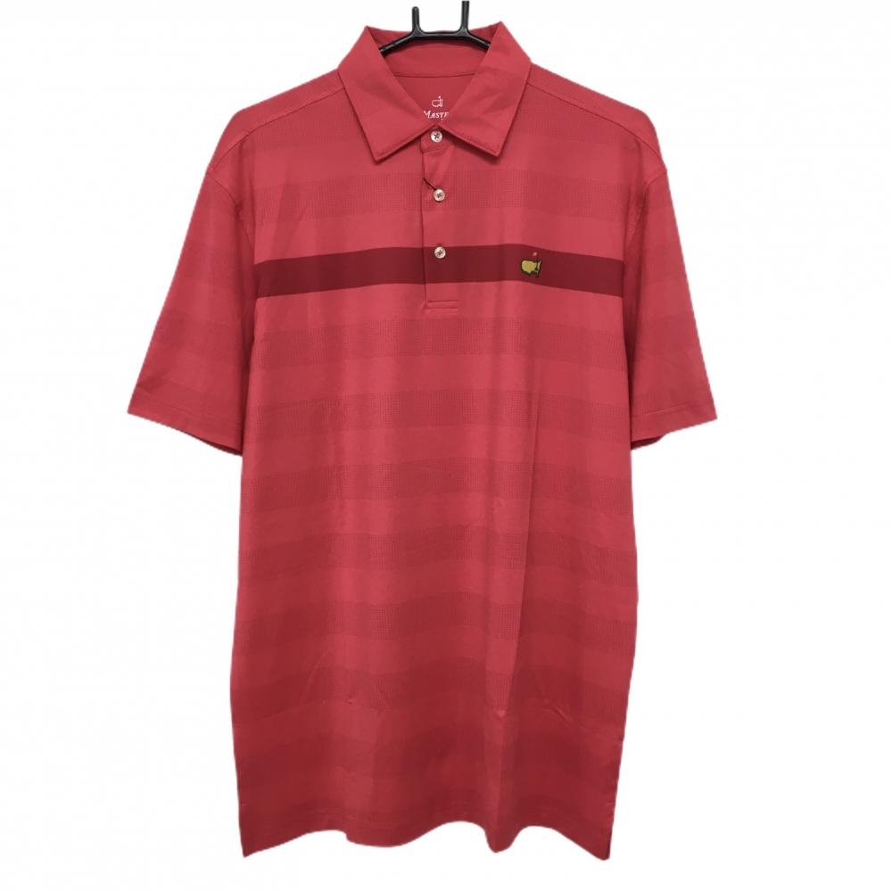 【新品】マスターズ TECH 半袖ポロシャツ レッド ドットボーダー  メンズ M ゴルフウェア 