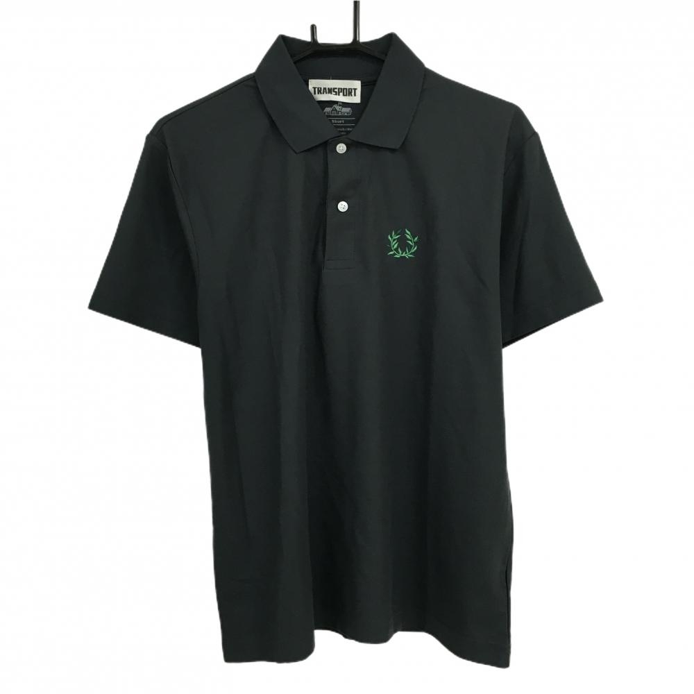 【超美品】トランスポート×クラブハウス 半袖ポロシャツ ダークグレー×グリーン バックロゴプリント メンズ 3 ゴルフウェア TRANSPORT