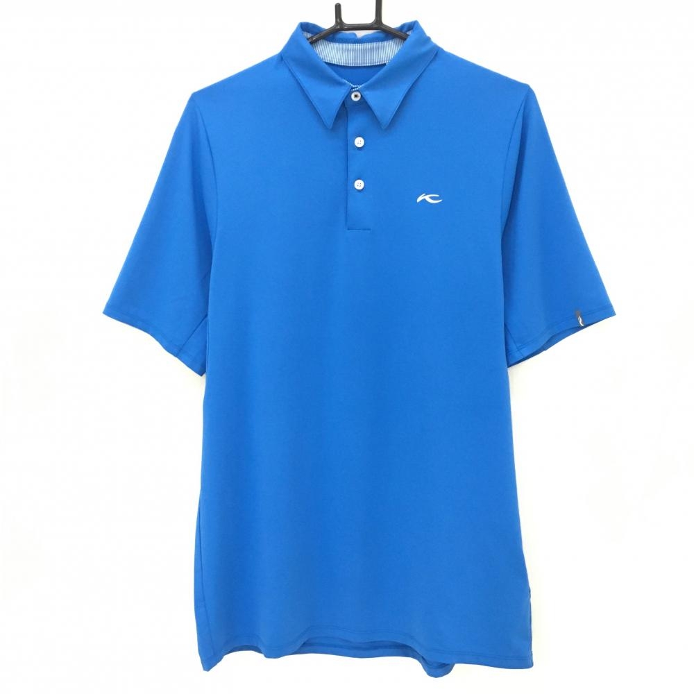 【超美品】チュース 半袖ポロシャツ ブルー UPF50＋ 無地 メンズ 50/M ゴルフウェア KJUS