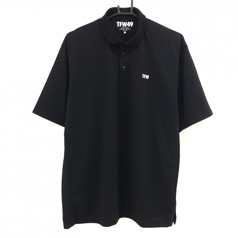 【超美品】ティーエフダブリュー 半袖ポロシャツ 黒×白 ロゴ刺しゅう メンズ L ゴルフウェア TFW
