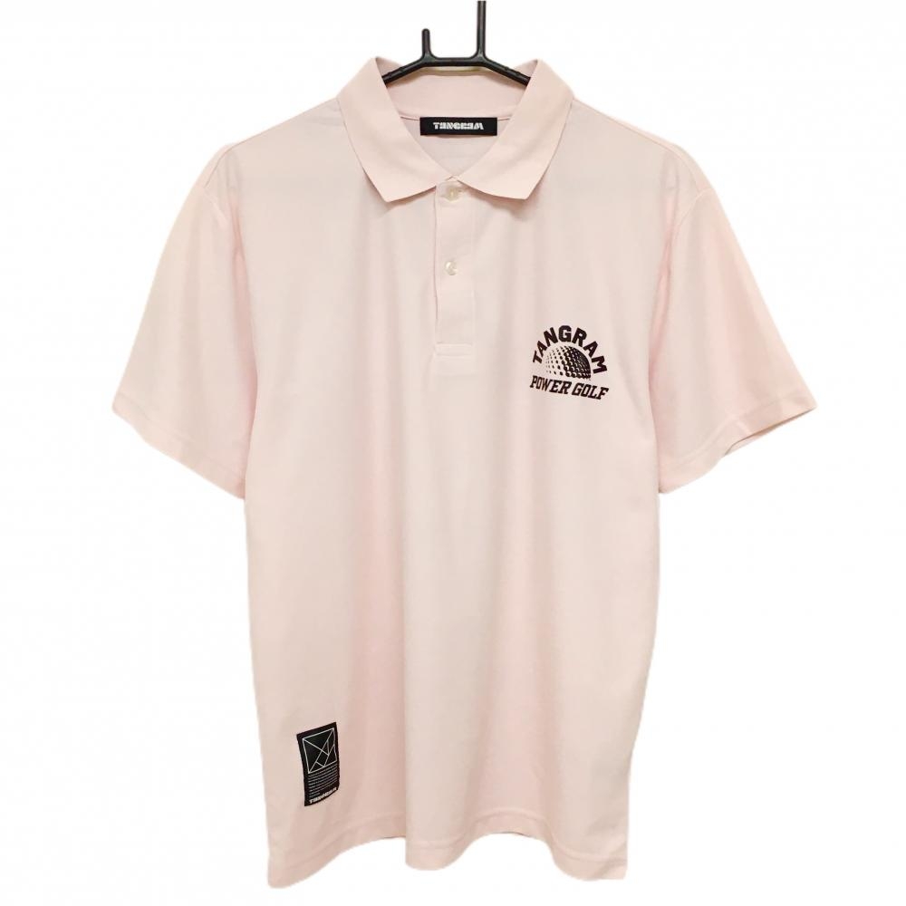 【美品】タングラム 半袖ポロシャツ ピンク×黒 背面ビッグロゴ メンズ M ゴルフウェア TANGRAM