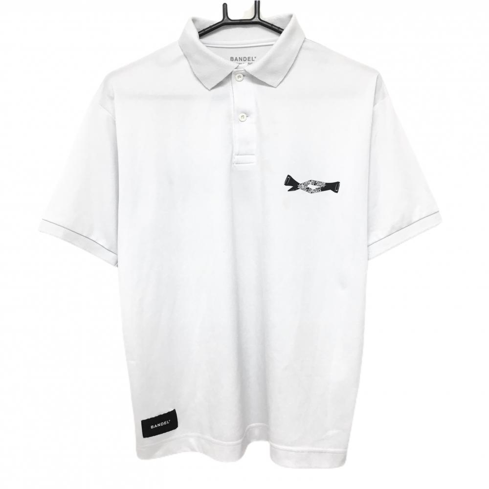 バンデル 半袖ポロシャツ 白×黒 速乾 バックプリント メンズ M ゴルフウェア BANDEL