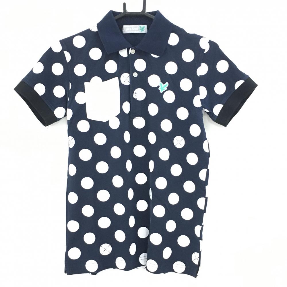 ライルアンドスコット 半袖ポロシャツ ネイビー×白 ドット 胸ポケット  メンズ S ゴルフウェア LYLE＆SCOTT