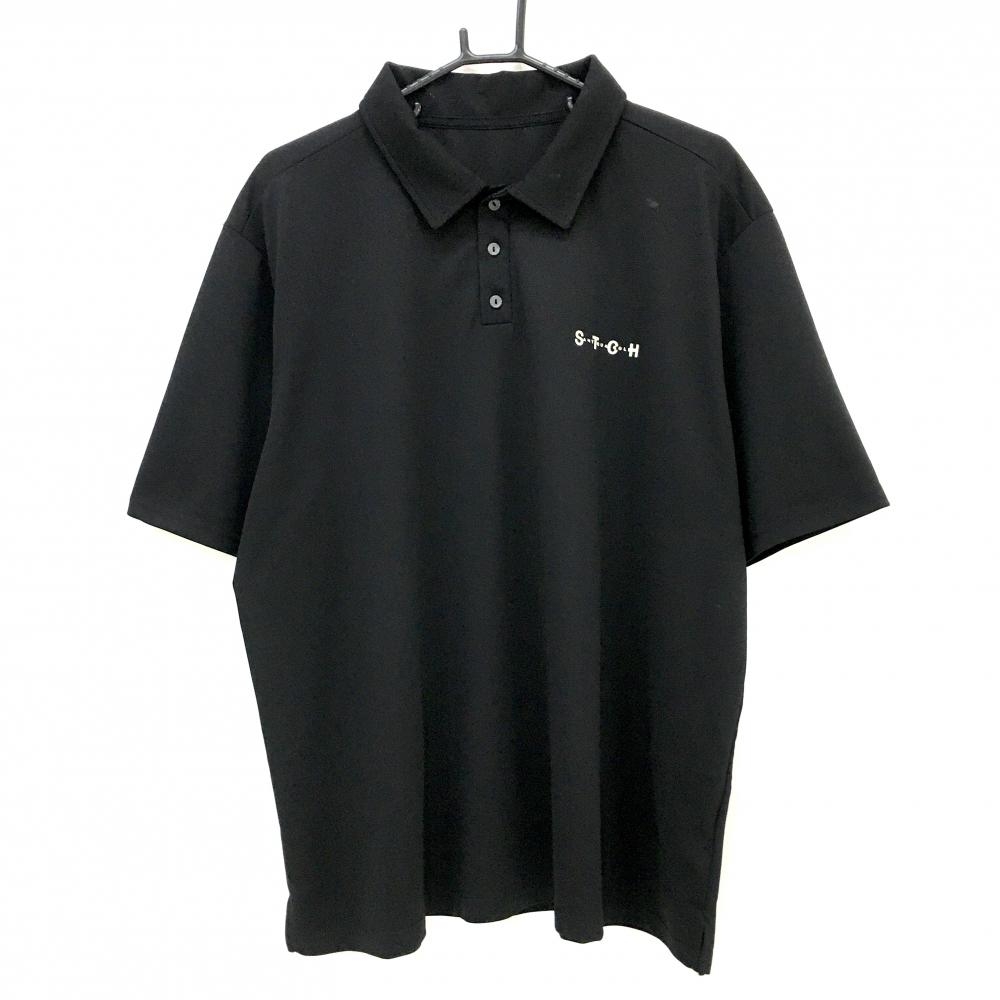【美品】セブンティートゥークラブハウス 半袖ポロシャツ 黒 Seventytwo Clubhouse 胸元ロゴプリントはがれ少 メンズ L ゴルフウェア STCH