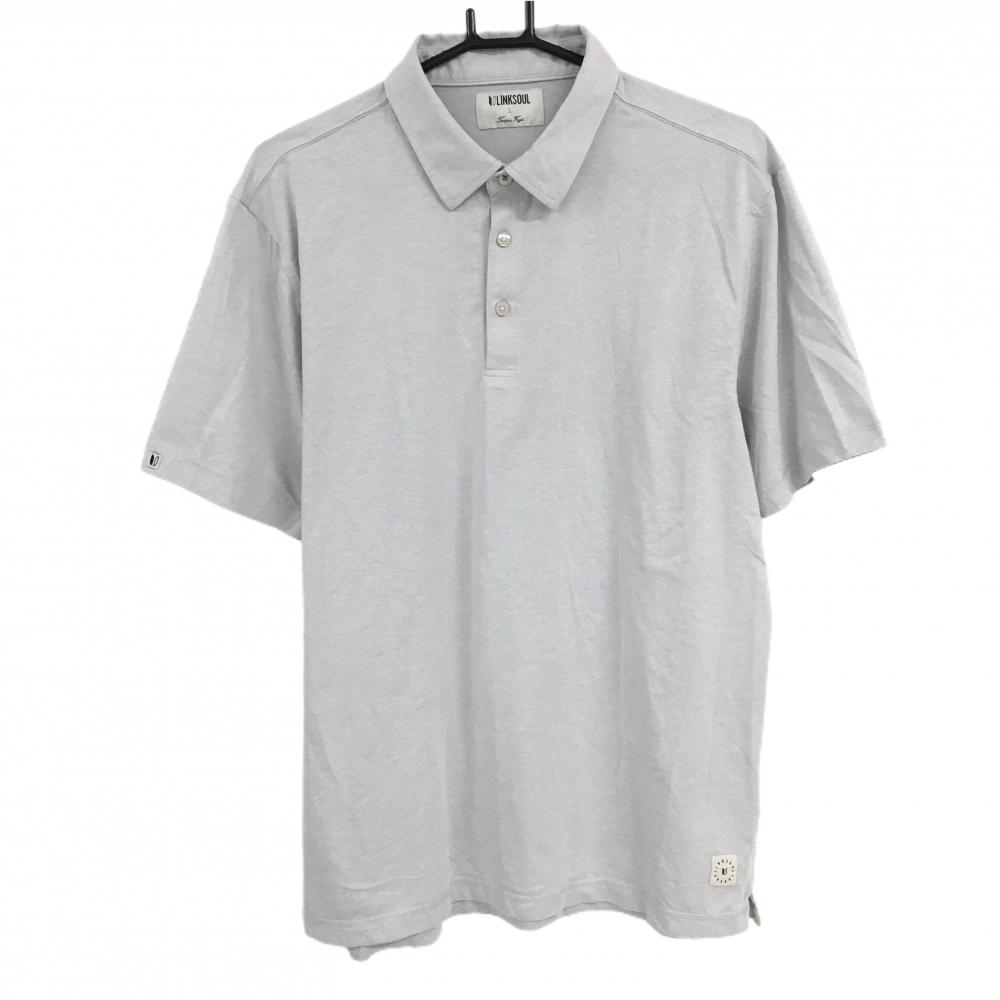 【美品】リンクソウル 半袖ポロシャツ グレー 裾ロゴ メンズ L ゴルフウェア LINKSOUL