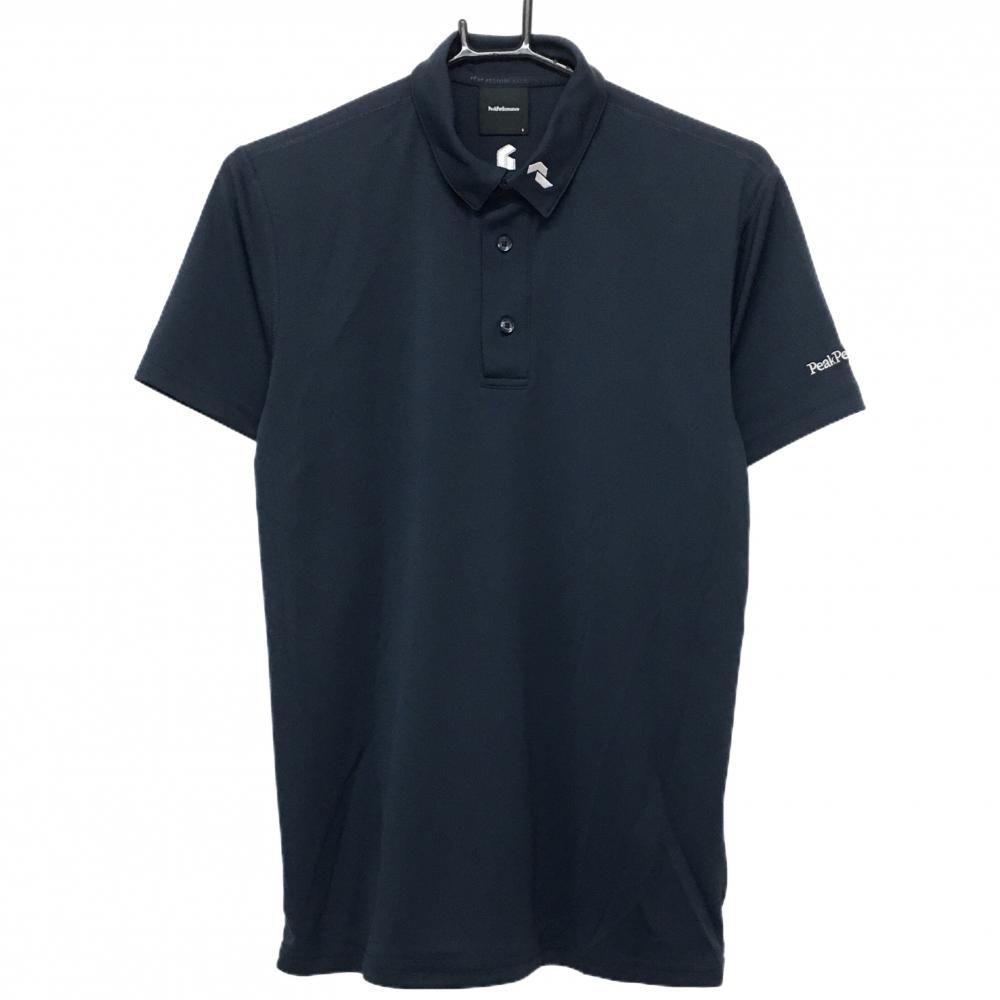 【超美品】ピークパフォーマンス 半袖ポロシャツ ネイビー ロゴ刺しゅう メンズ S ゴルフウェア Peak Performance