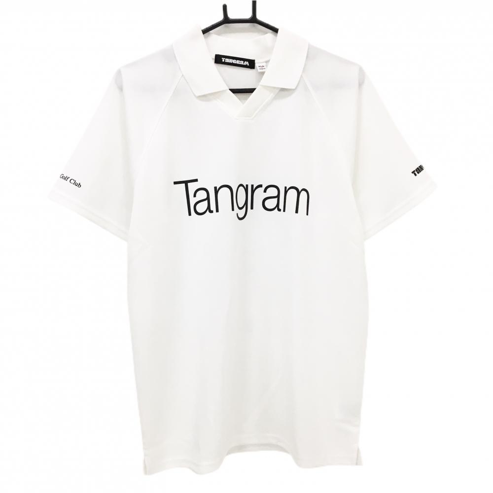 【美品】タングラム 襟付Tシャツ 白 Vネック メンズ L ゴルフウェア TANGRAM