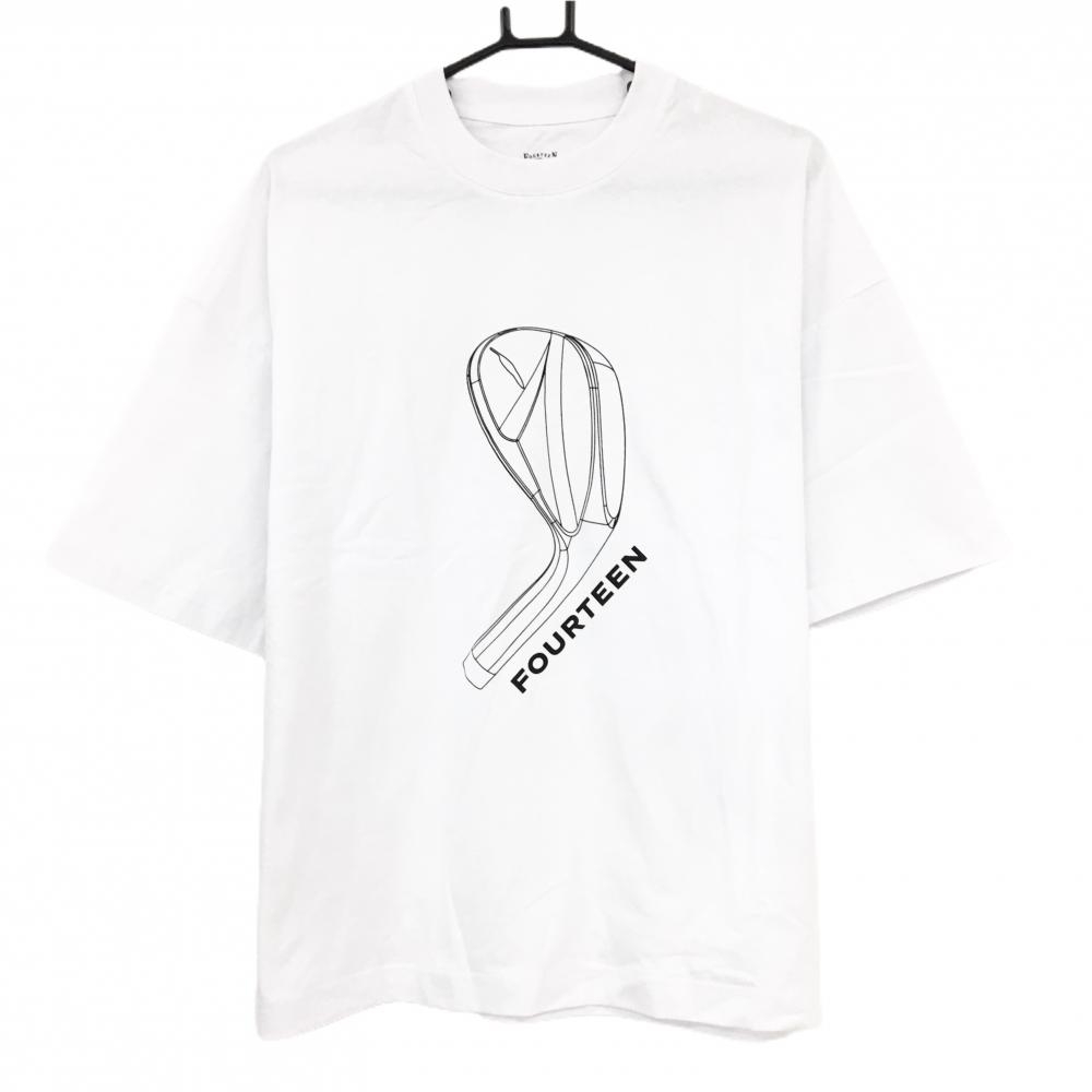 【新品】フォーティーン Tシャツ 白 フロントロゴ メンズ M ゴルフウェア FOURTEEN