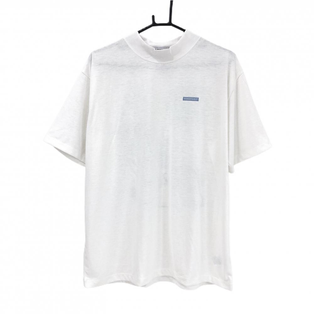 【美品】ネイキッドゴルフ Tシャツ 白 バックプリント モックネック メンズ L ゴルフウェア NAKEDGOLF