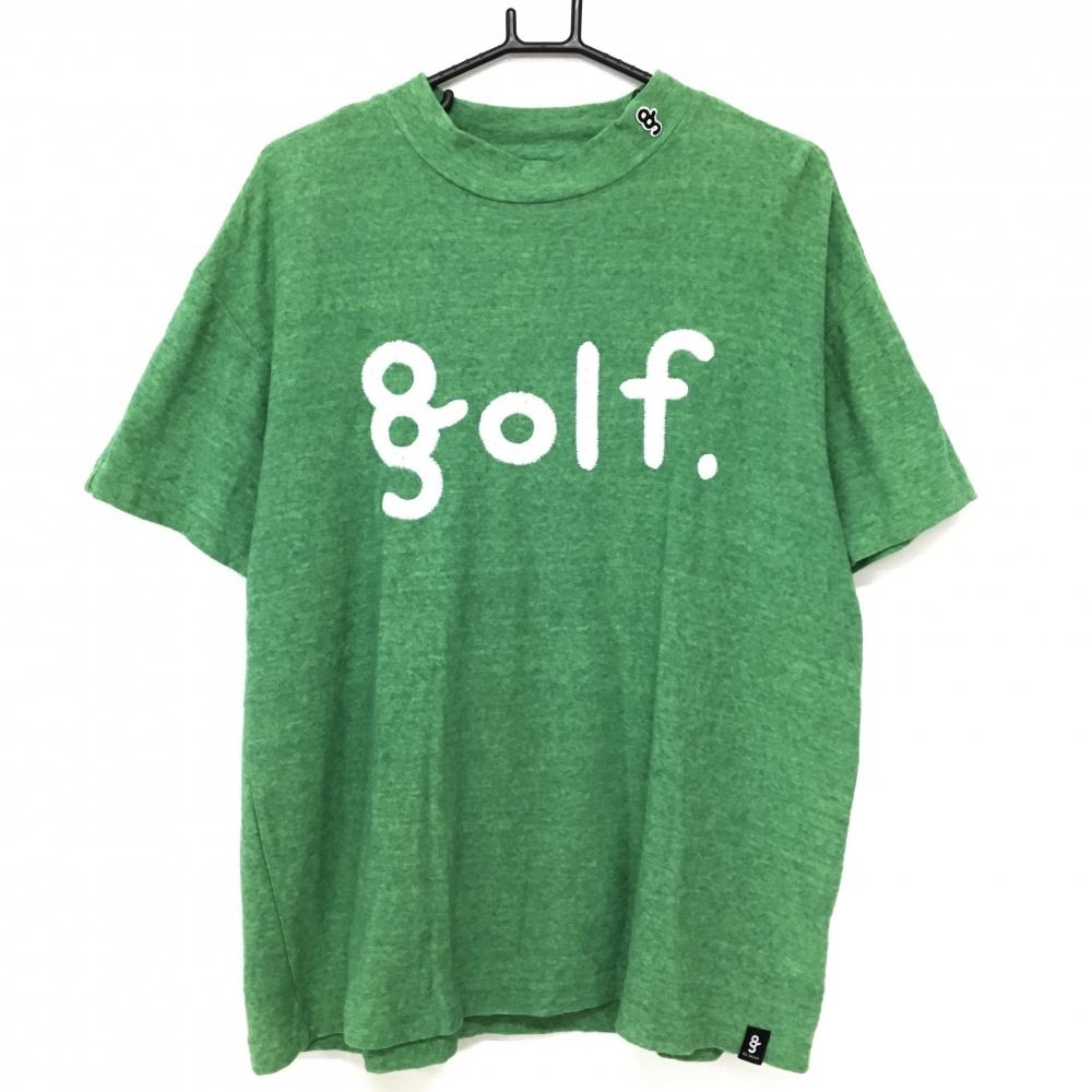 【超美品】エイジシュート Tシャツ グリーン×白 モックネック ビッグロゴ メンズ XL ゴルフウェア 8G SHOOT