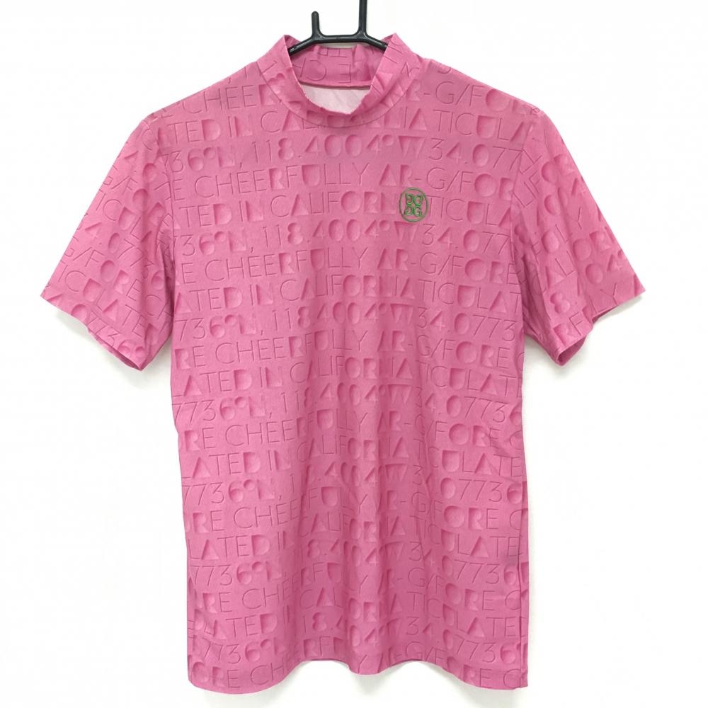 【超美品】ジーフォア 半袖ハイネックシャツ ピンク 総柄 メンズ 1 ゴルフウェア G/FORE 画像