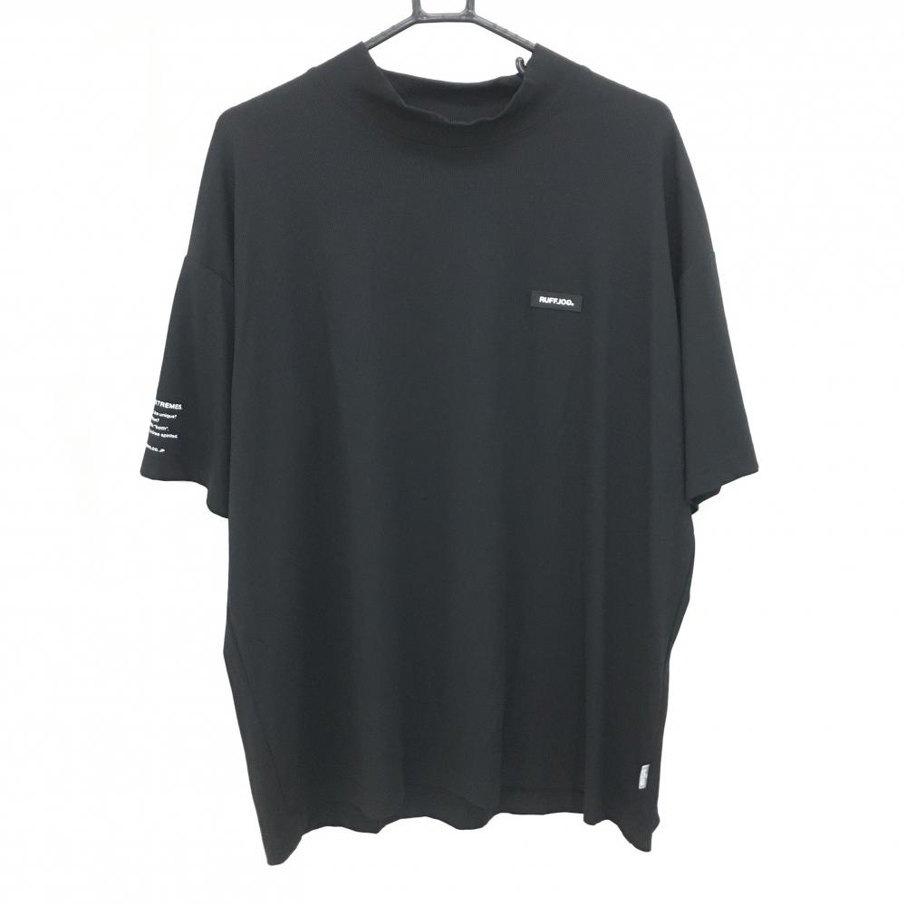 【超美品】ラフロッグ 半袖ハイネックシャツ 黒 後ろセンターロゴ メンズ XXL ゴルフウェア 2025年モデル ラフロッグ