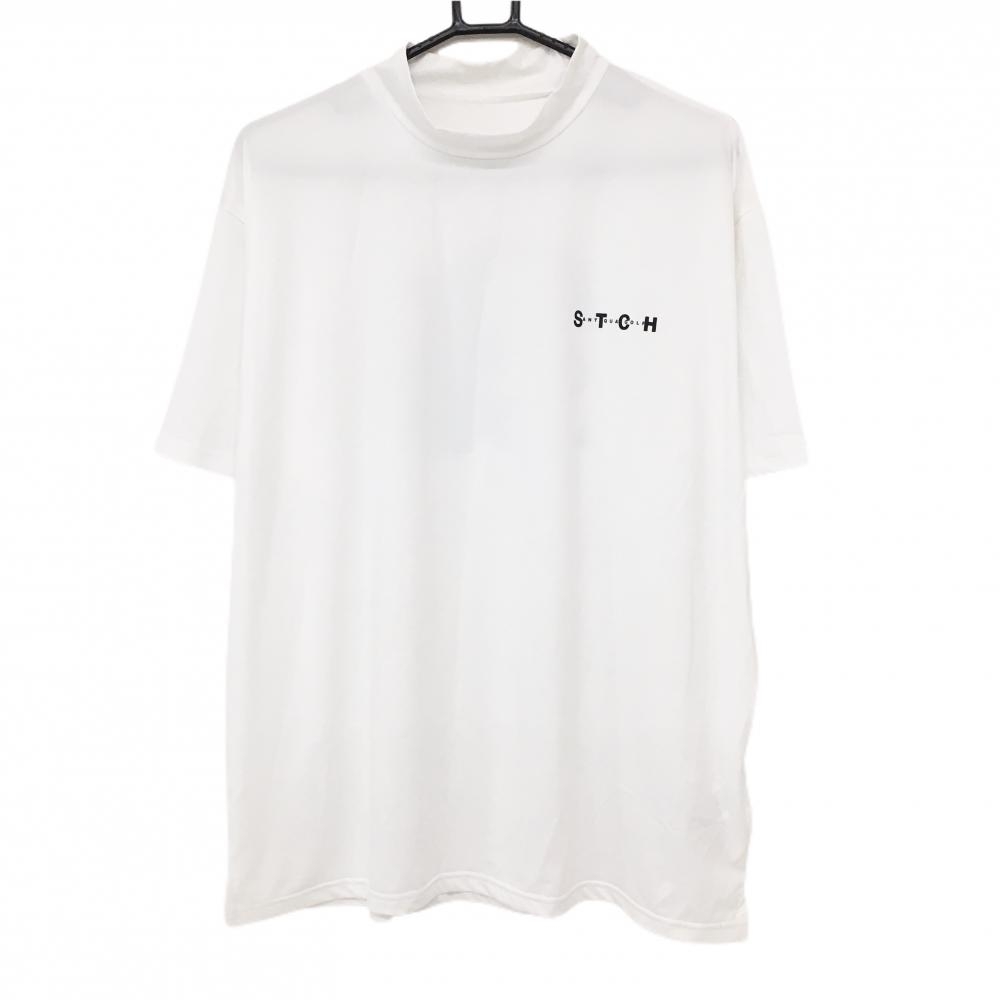 【超美品】セブンティトゥークラブハウス 半袖ハイネックシャツ 白 背面プリント  メンズ M ゴルフウェア 