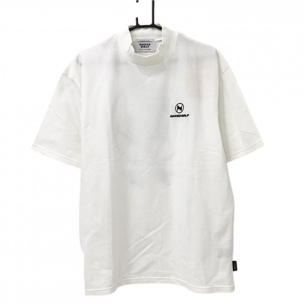 【新品】ネイキッドゴルフ 半袖ハイネックシャツ 白 背面ゴルファースカル CORDDURA メンズ XL ゴルフウェア NAKED GOLF