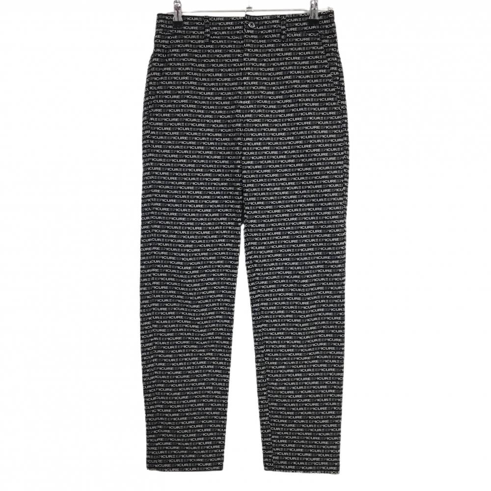 【超美品】エピキュール パンツ 黒×グレー ロゴ総柄 サッカー調生地 メンズ M ゴルフウェア EPICURE