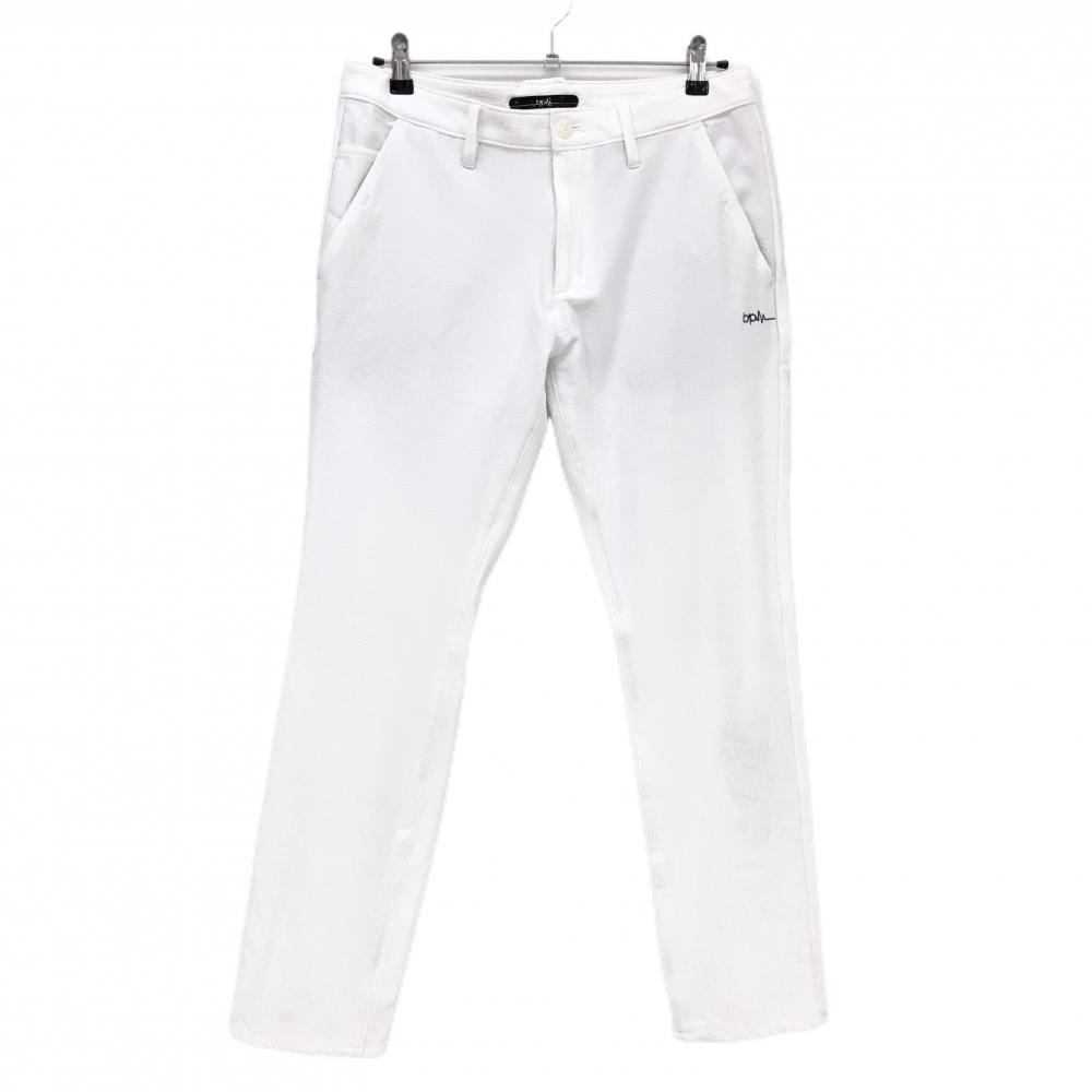 ナノユニバースゴルフ パンツ 白 ストライプ織生地 ビーツパーミニット メンズ M ゴルフウェア nano universe GOLF