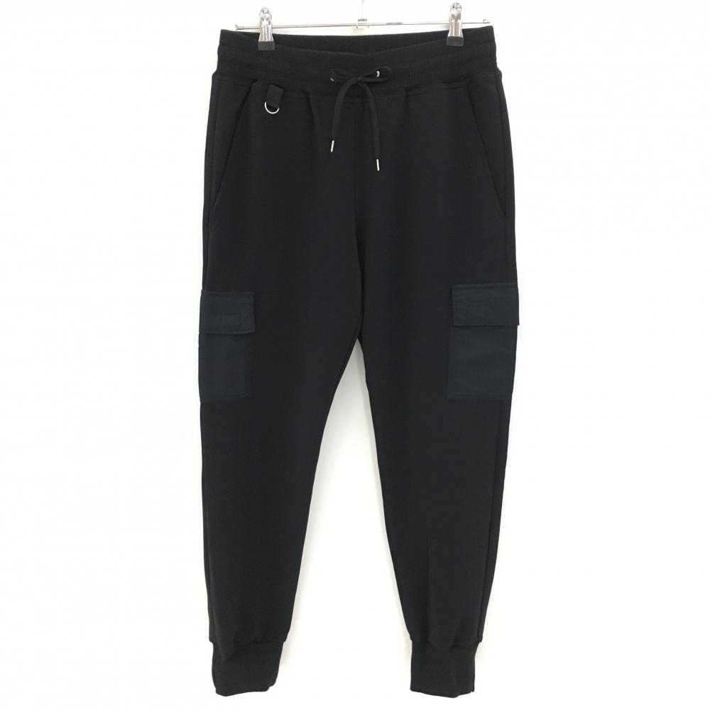 【美品】ユーロケンビー ジョガーカーゴパンツ 黒 ウエストゴム＆調節紐 ERKV メンズ L ゴルフウェア EURO KENVY