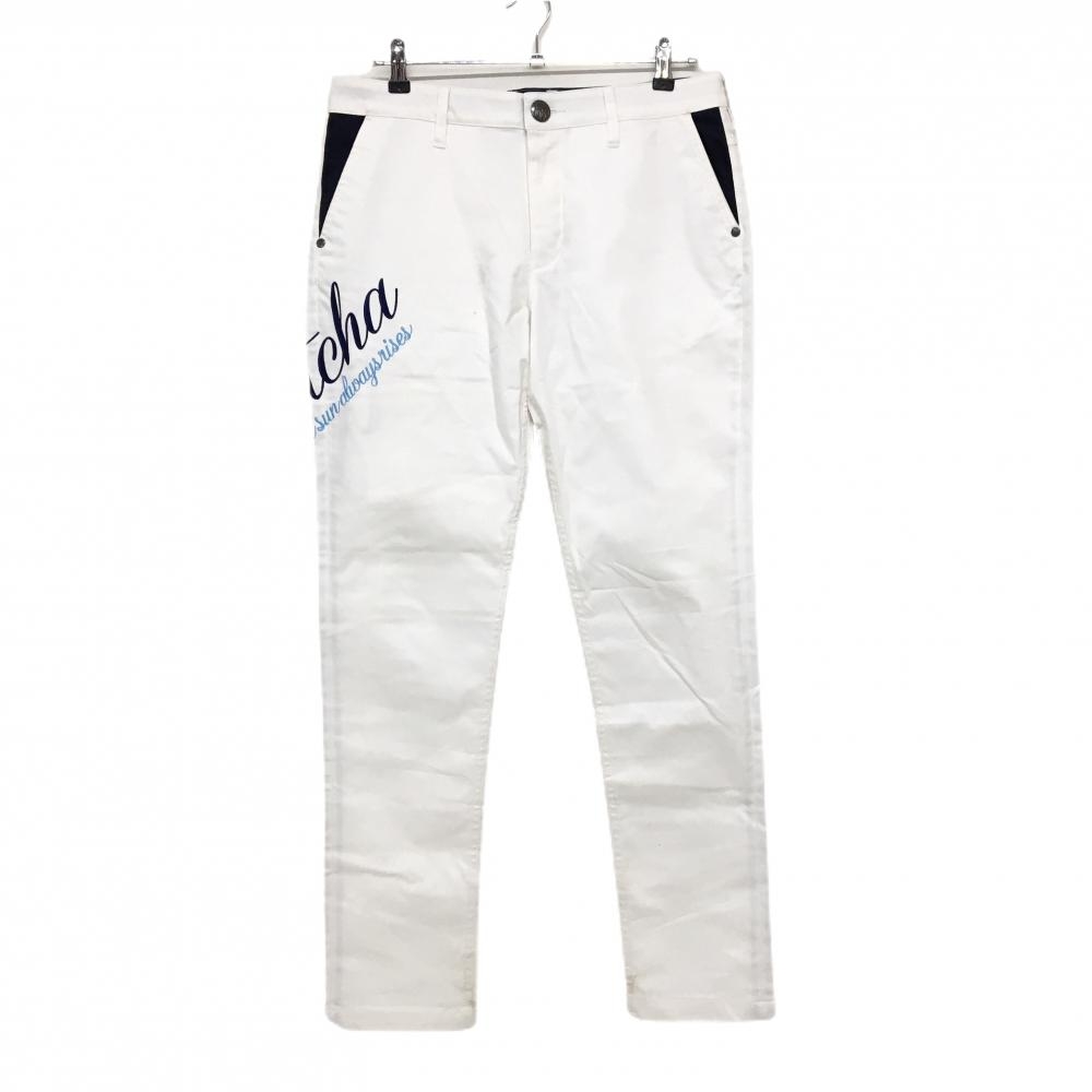 ガッチャゴルフ パンツ 白 ストレッチ ロゴネイビー  メンズ XL ゴルフウェア GOTCHA GOLF