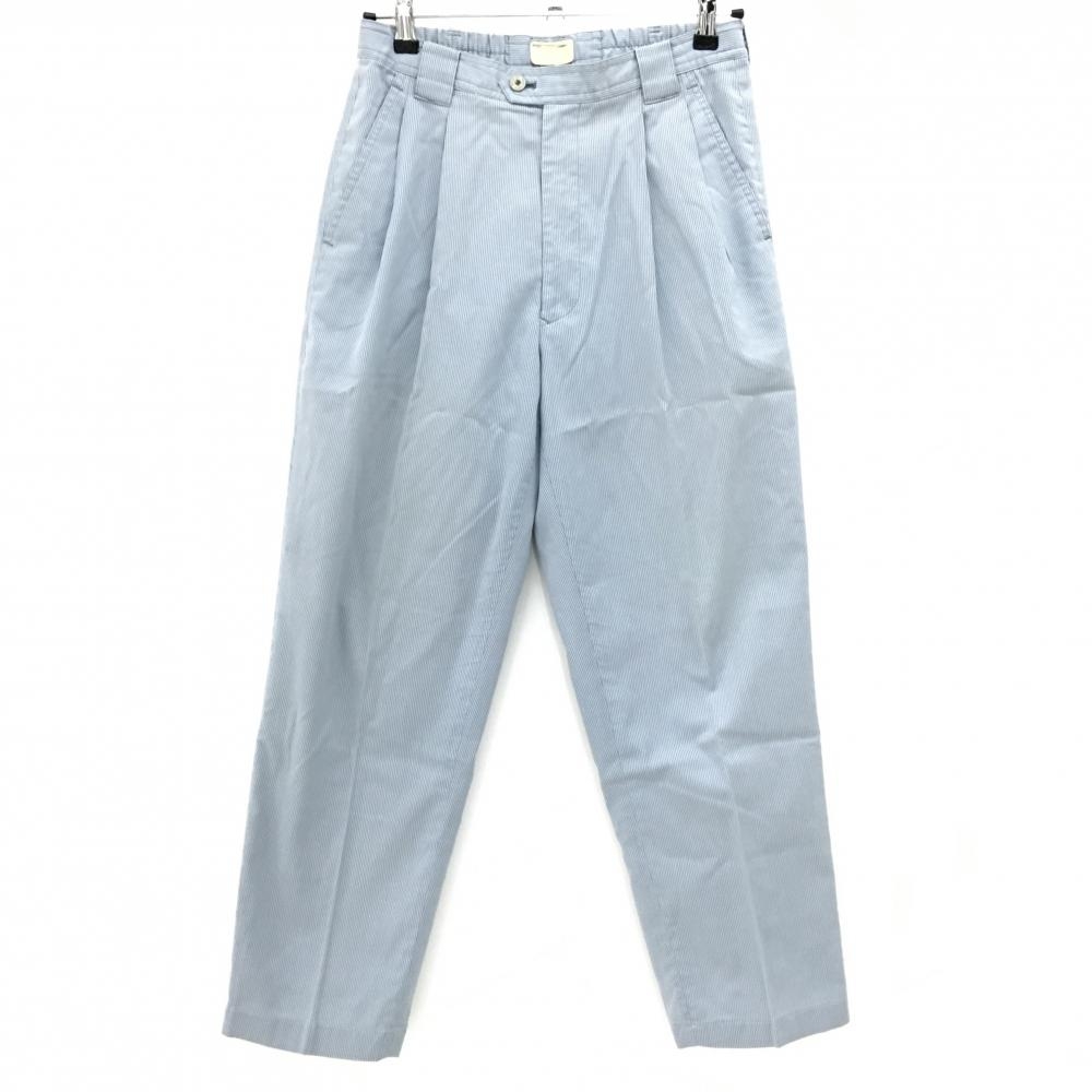 【美品】プロギア パンツ グレー×白 細ストライプ 2タック メンズ 77 ゴルフウェア PRGR