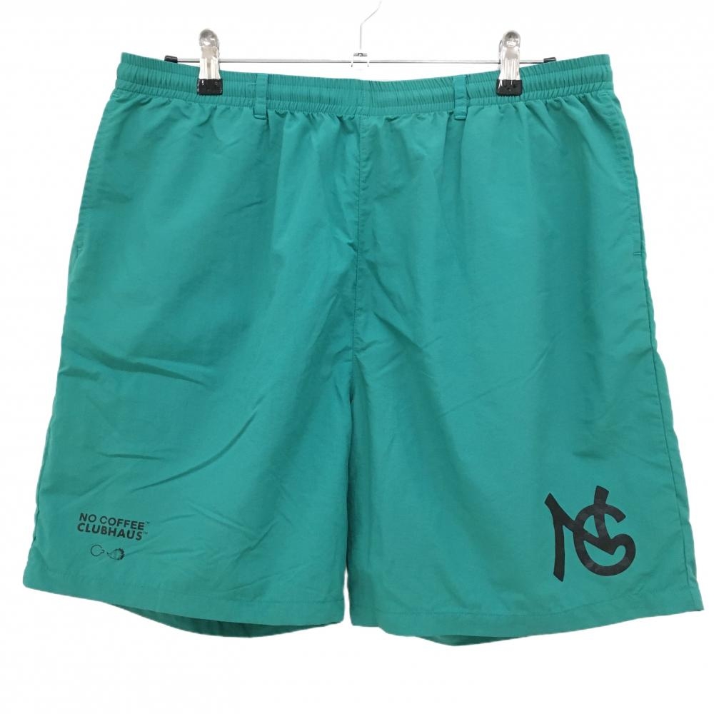 【超美品】ノーコーヒー×クラブハウス ハーフパンツ グリーン 裏地メッシュ ウエストゴム メンズ XL ゴルフウェア NO COFFEE
