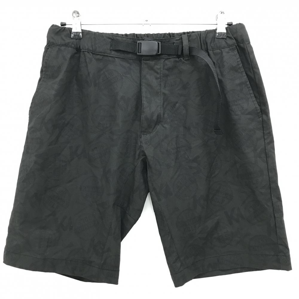 【美品】キスマークゴルフ ハーフパンツ カーキ×黒 総柄 メンズ LL ゴルフウェア 