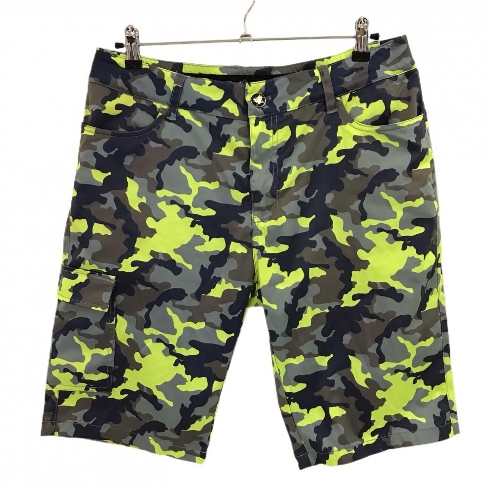 バーディーハント ハーフパンツ ネイビー×イエローグリーン系×ブラウン系 カモフラ 迷彩 メンズ 34 ゴルフウェア Birdie hunt