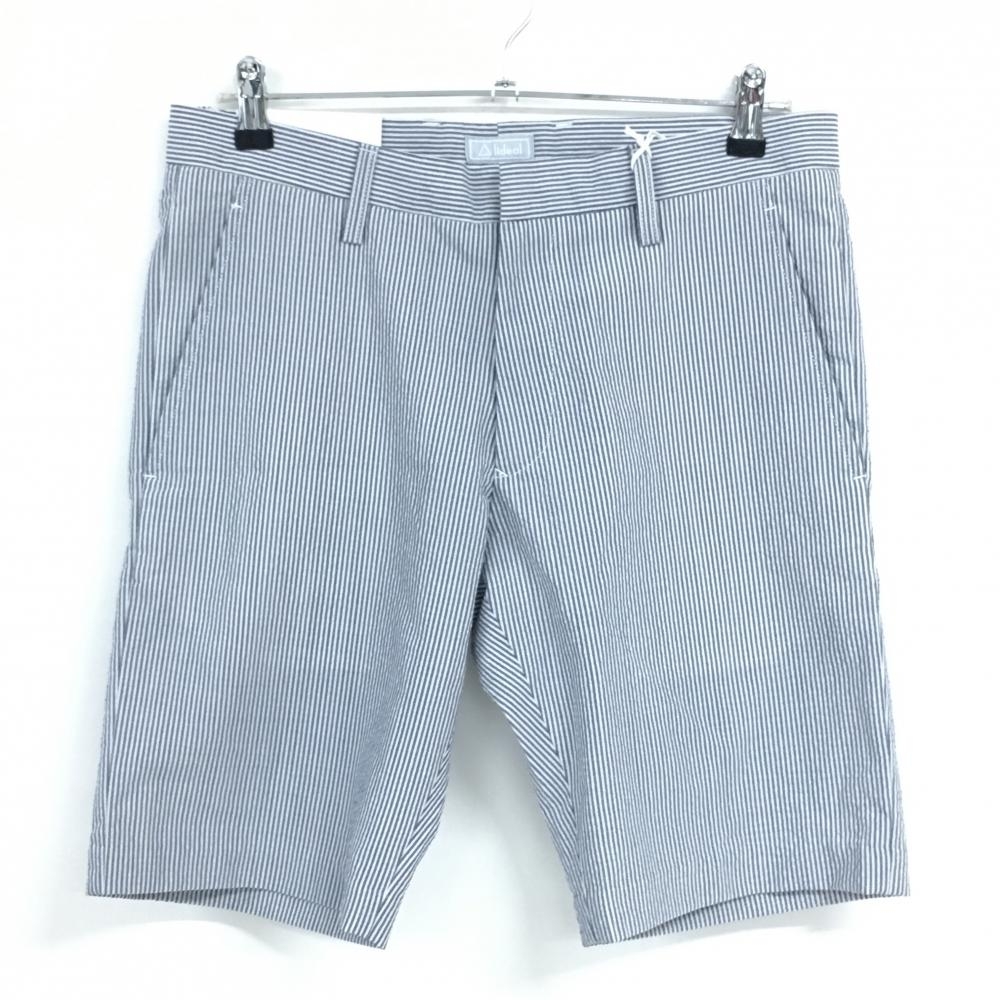 【新品】リディアル ハーフパンツ ネイビー×白 ストライプ メンズ 31 ゴルフウェア lideal