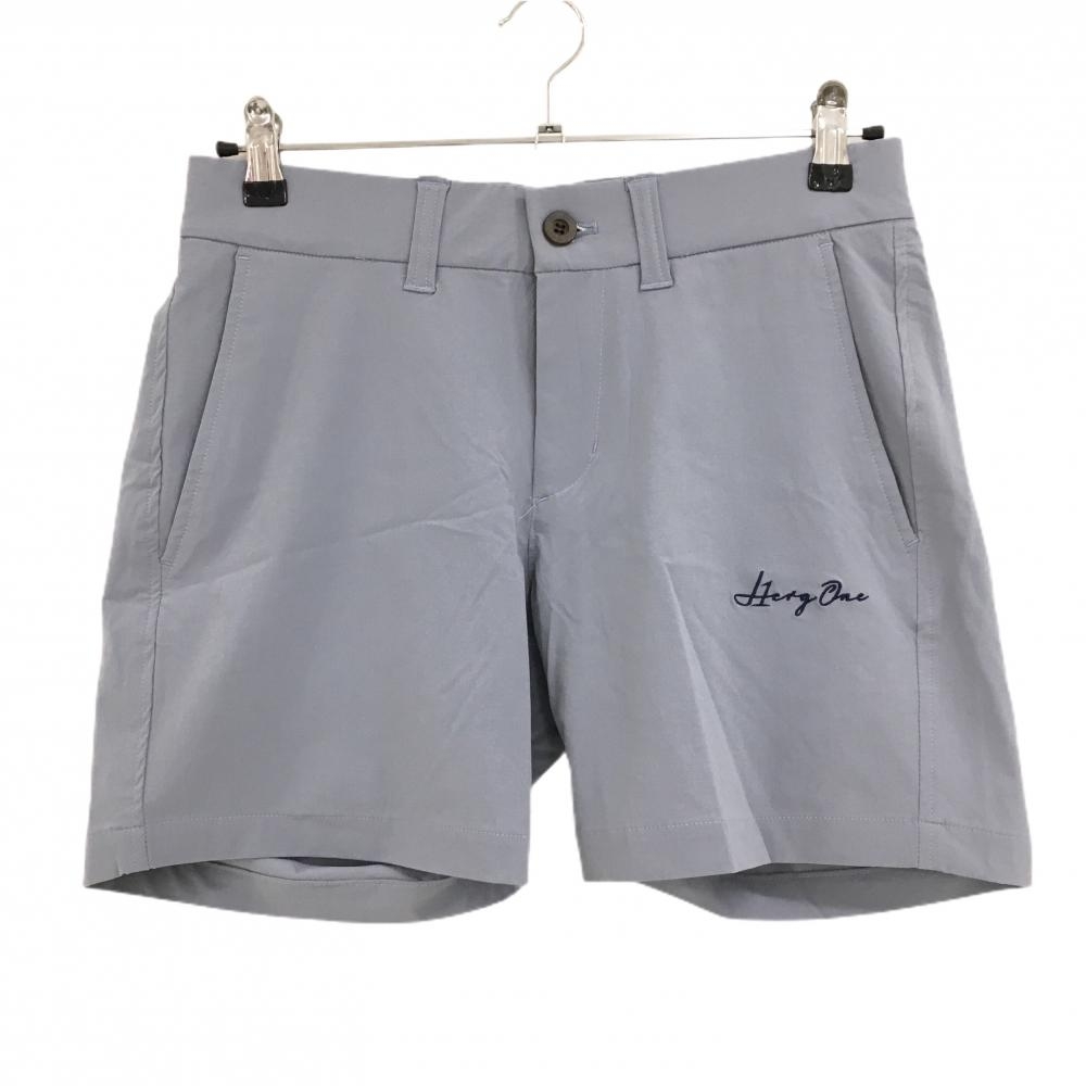 【超美品】エルグワン ハーフパンツ ブルーグレー ロゴ刺しゅう ストレッチ メンズ III ゴルフウェア HERG1