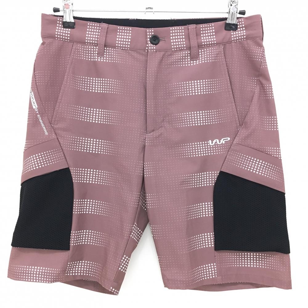 【超美品】ザワープバイエネーレ ハーフパンツ ブラウン×白 ドット ポケットメッシュ メンズ S ゴルフウェア THE WARP BY ENNERRE