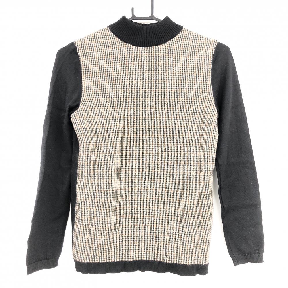 【美品】ダックス ハイネックセーター ブラウン×黒 前面チェック レディース Ｍ ゴルフウェア DAKS
