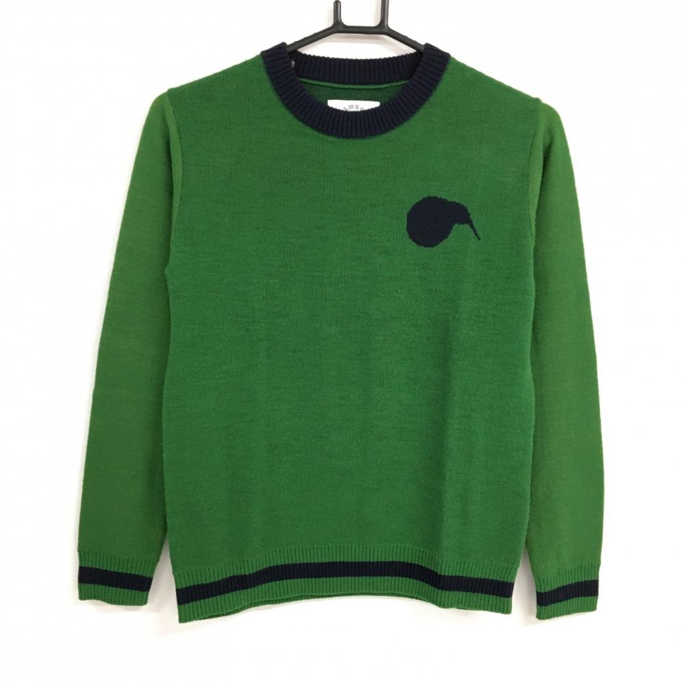パームスアンドコー セーター グリーン×ネイビー ウール混 ニット  レディース M ゴルフウェア PALMS&CO