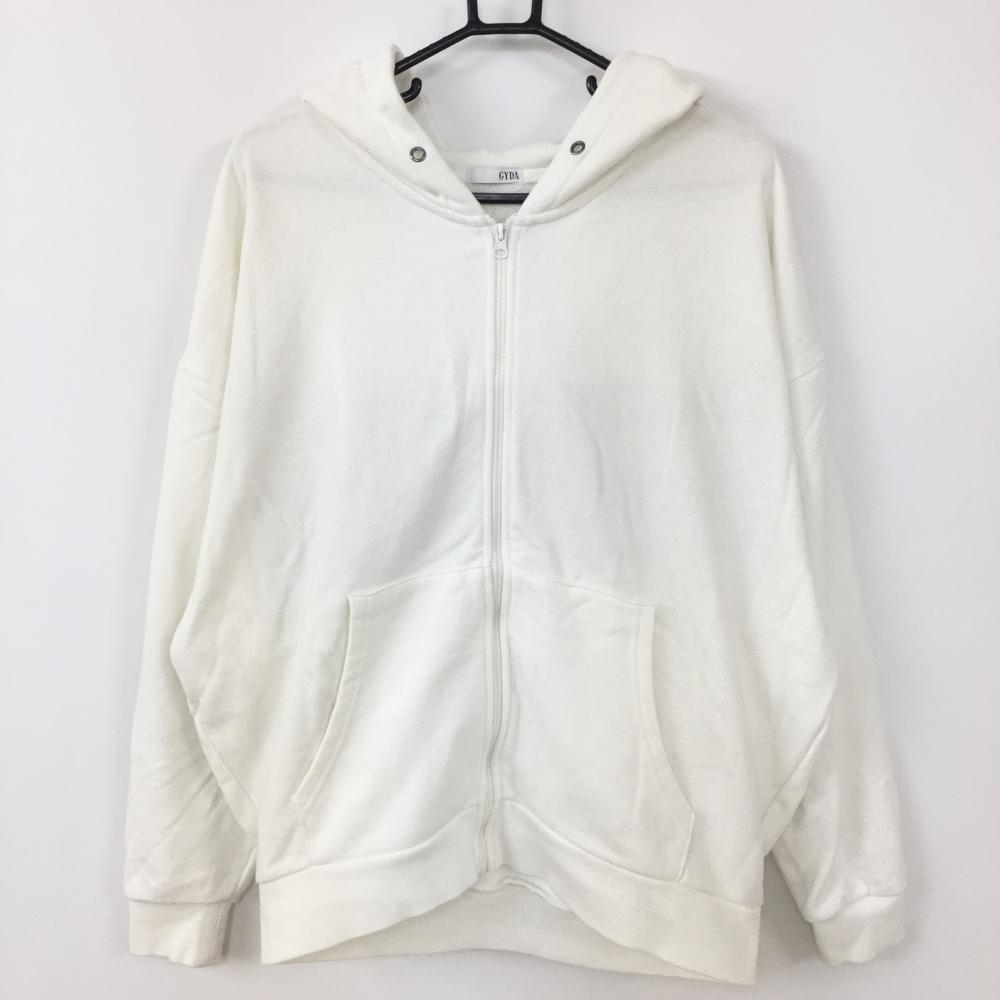 【美品】ジェイダ スウェットパーカー 白×グレー コットン100％ バックロゴ 立体刺しゅう レディース F ゴルフウェア GYDA
