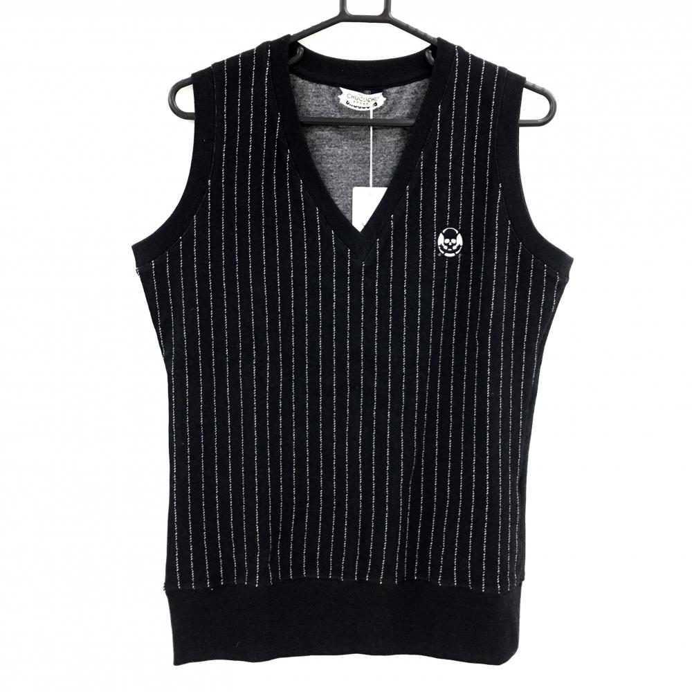 【未使用品】チュクチュスポーツ ベスト ネイビー×白 前面ストライプ 韓国モデル Vネック  レディース L ゴルフウェア CHUCUCHU