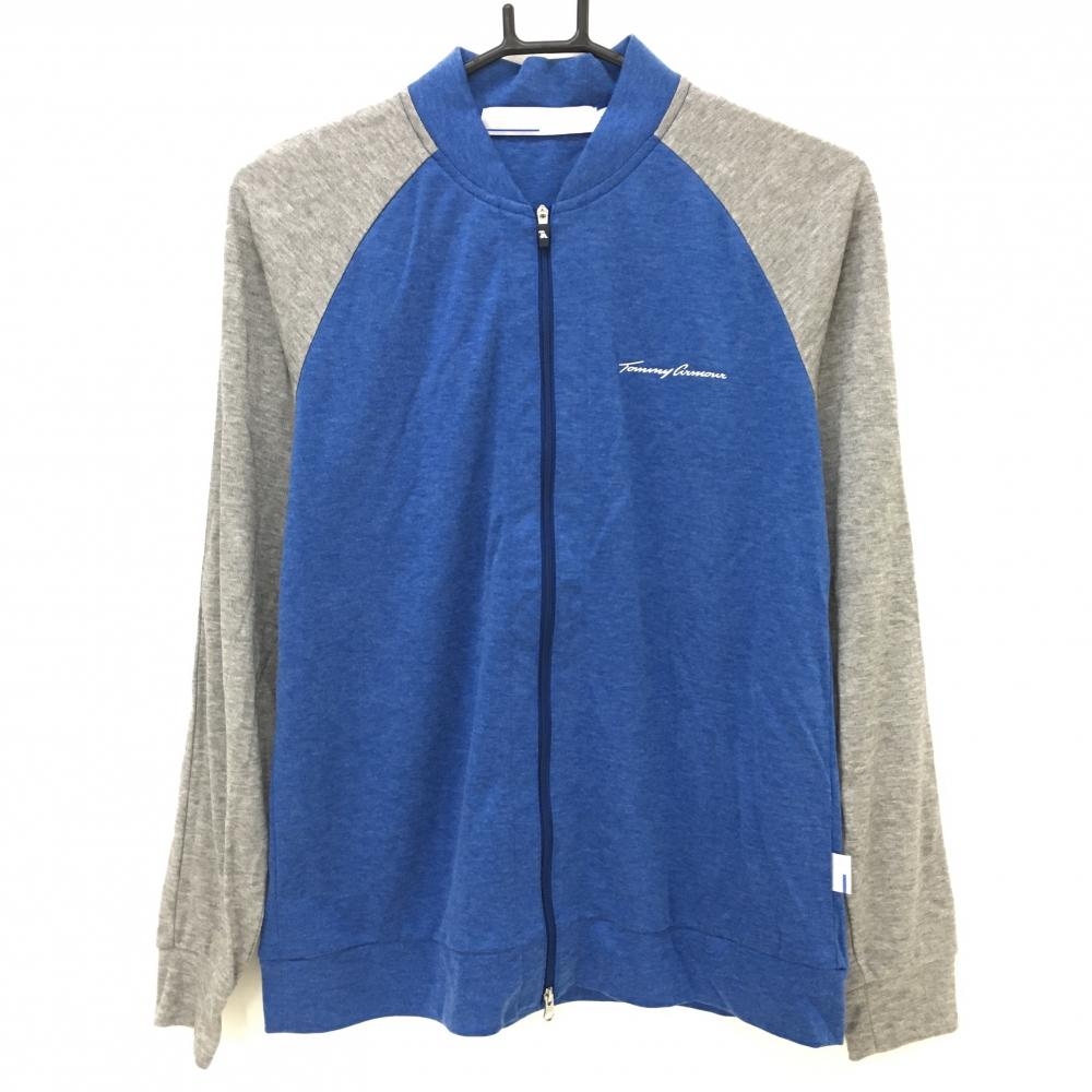 【超美品】トミーアーマー ジャケット ブルー×グレー バイカラー 羊毛混 レディース XL ゴルフウェア Tommy Armour