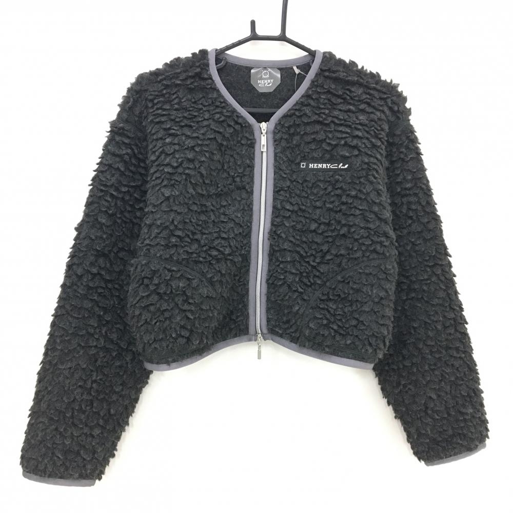 【美品】ヘンリークラブ ジャケット ダークグレー ボア ウール混 レディース 40(M) ゴルフウェア HENRY CLUB